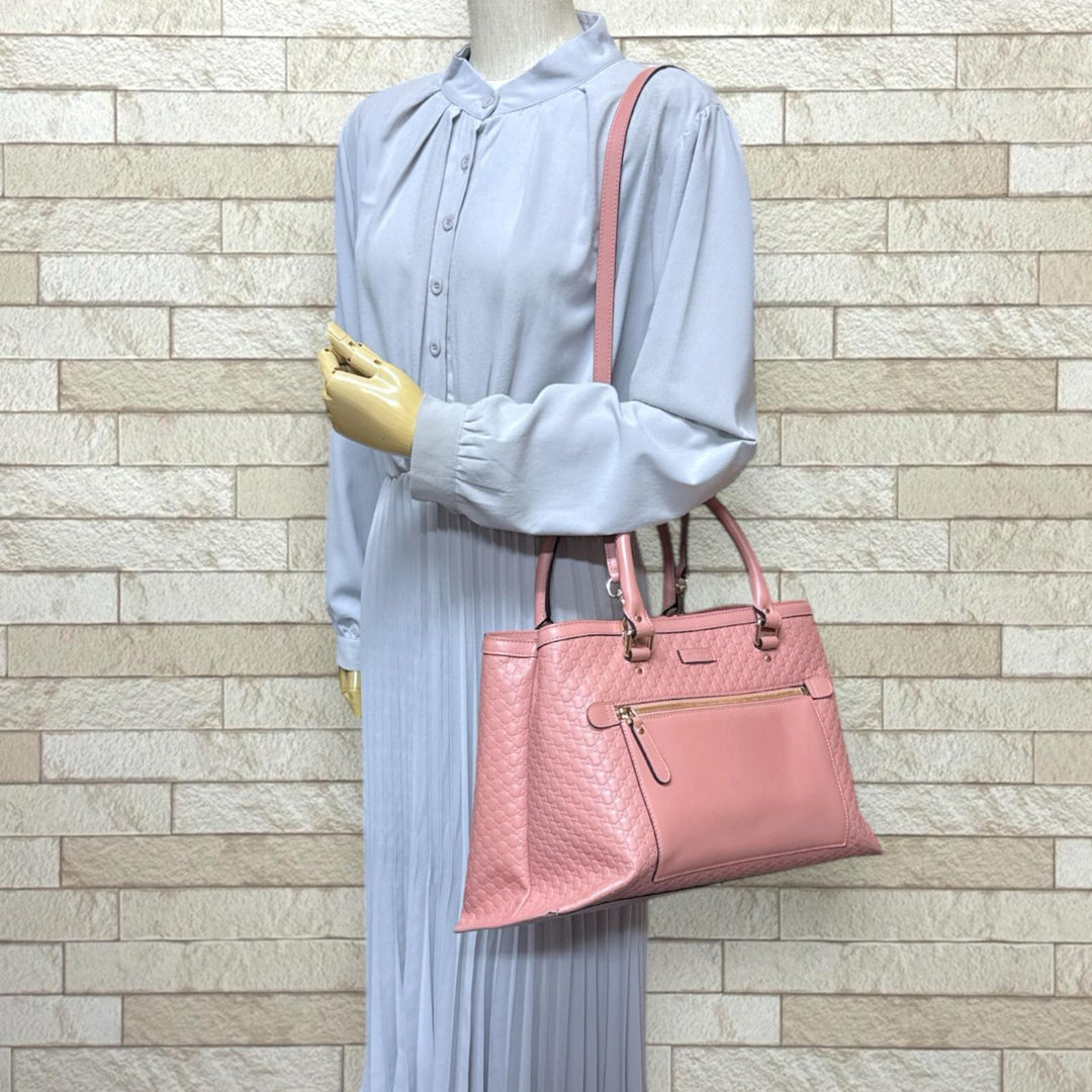 GUCCI グッチ マイクログッチシマ ショルダーバッグ レザー