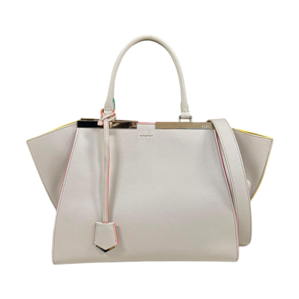 FENDI フェンディ トロワジュール ショルダーバッグ レザー ベージュ