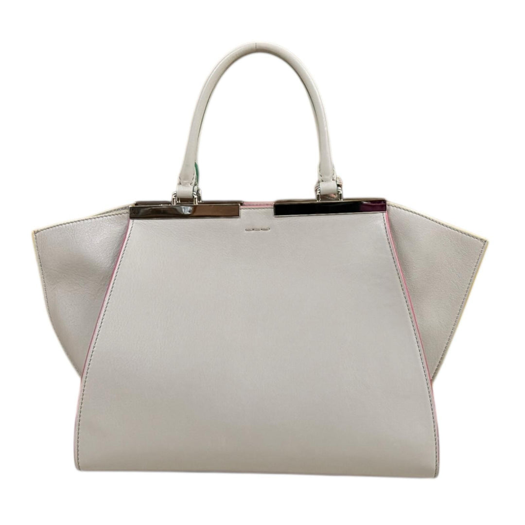 FENDI フェンディ トロワジュール ショルダーバッグ レザー ベージュ