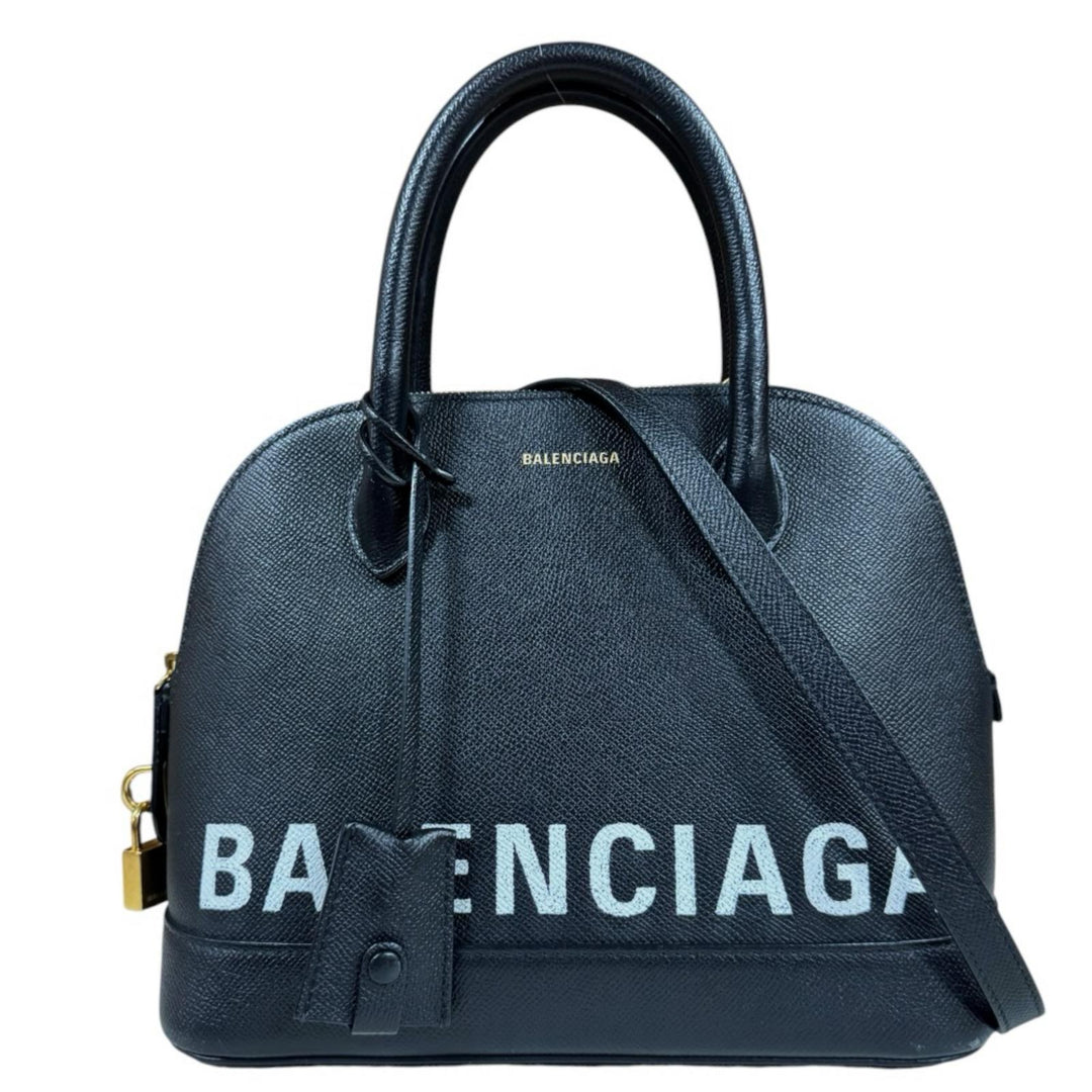 バレンシアガ ヴィンテージ BBロゴ ボストンバッグ 型押しハンドル ブラック BALENCIAGA バレンシアガ ヴィル トップ ハンドル バッグ S ショルダー