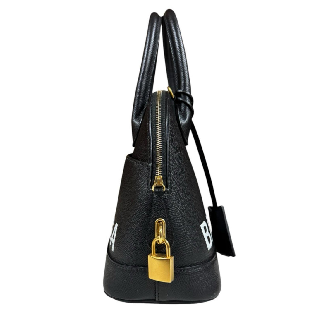 バレンシアガ ヴィンテージ BBロゴ ボストンバッグ 型押しハンドル ブラック BALENCIAGA バレンシアガ ヴィル トップ ハンドル バッグ S ショルダー
