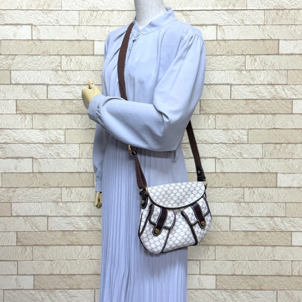 CELINE セリーヌ マカダム ショルダーバッグ PVC ホワイト レディース