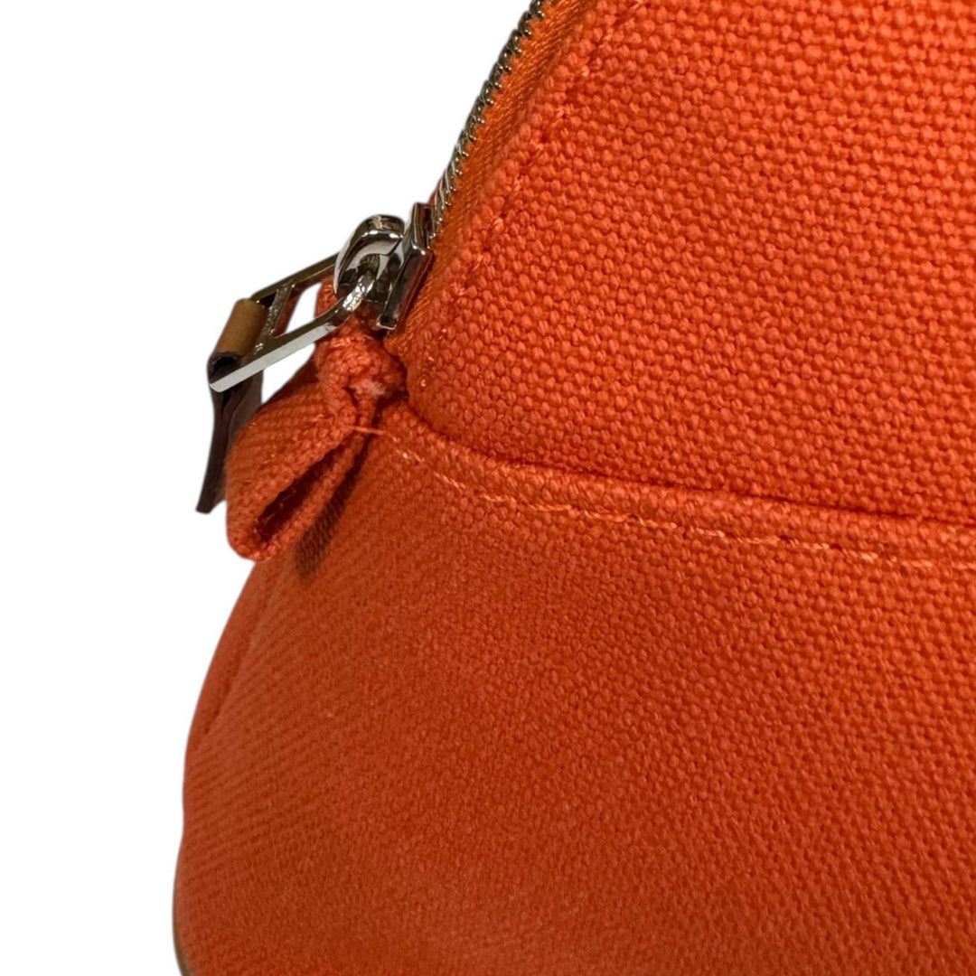 美品 HERMES ボリードポーチ25 シルバー金具 コスメポーチ レッド