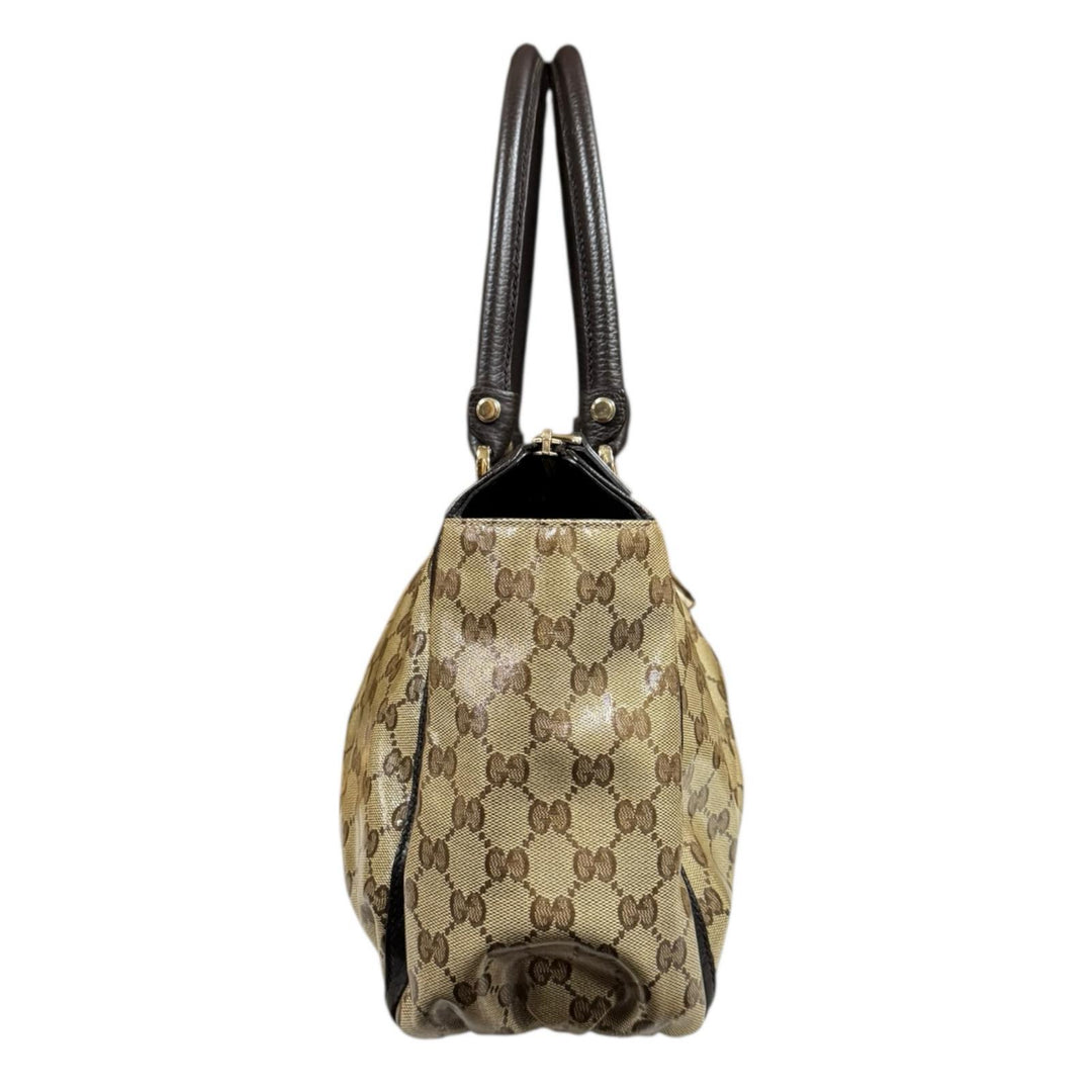 美品 グッチ アビー GGクリスタル トートバッグ PVCキャンバス レザー GUCCI グッチ GGクリスタル アビートートバッグ 204991 PVC レザー