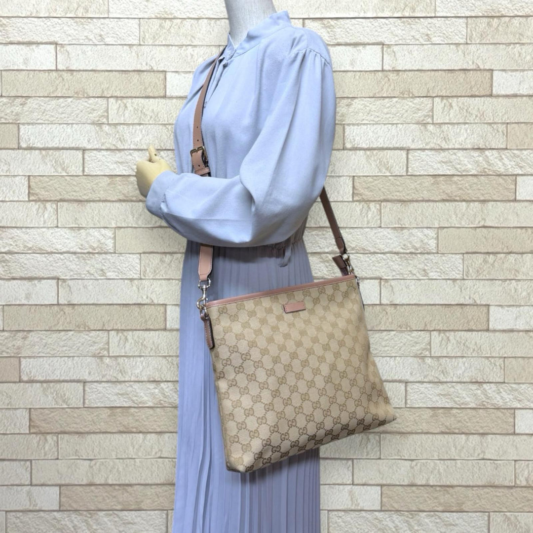 GUCCI グッチ GGキャンバス ショルダーバッグ GGキャンバス ベージュ
