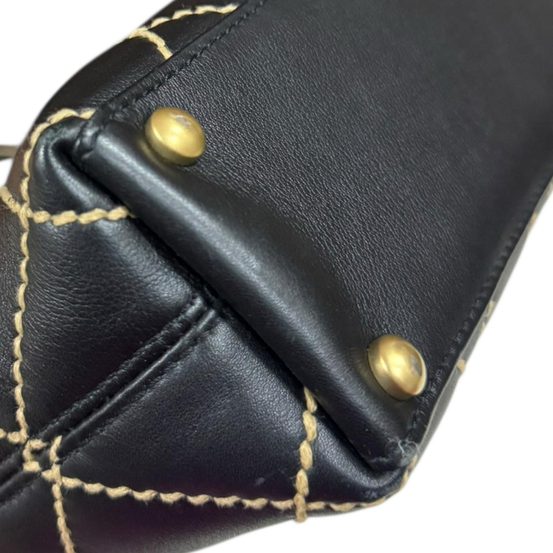 CHANEL Wild Stitch Tote Bag Leather Black Ladies Used – 【公式