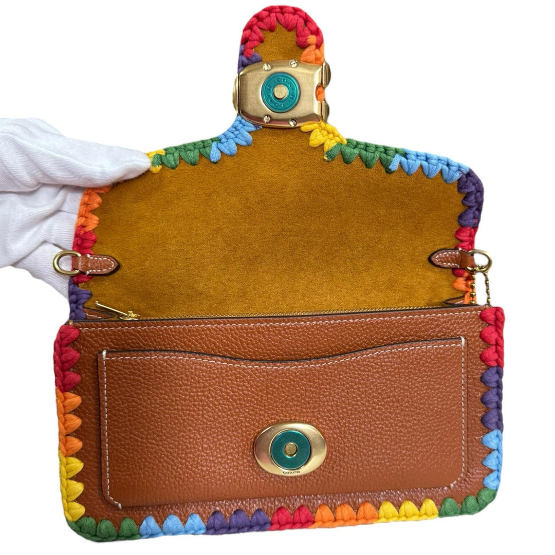 美品✨️コーチ ショルダーバッグ タビー 金金具 レザー マルチカラー COACH コーチ レインボー タビー ショルダーバッグ レザー ブラウン