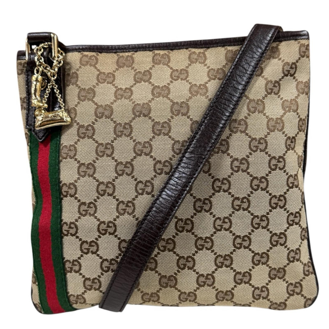 GUCCI グッチ シェリー ショルダーバッグ GGキャンバス ブラウン