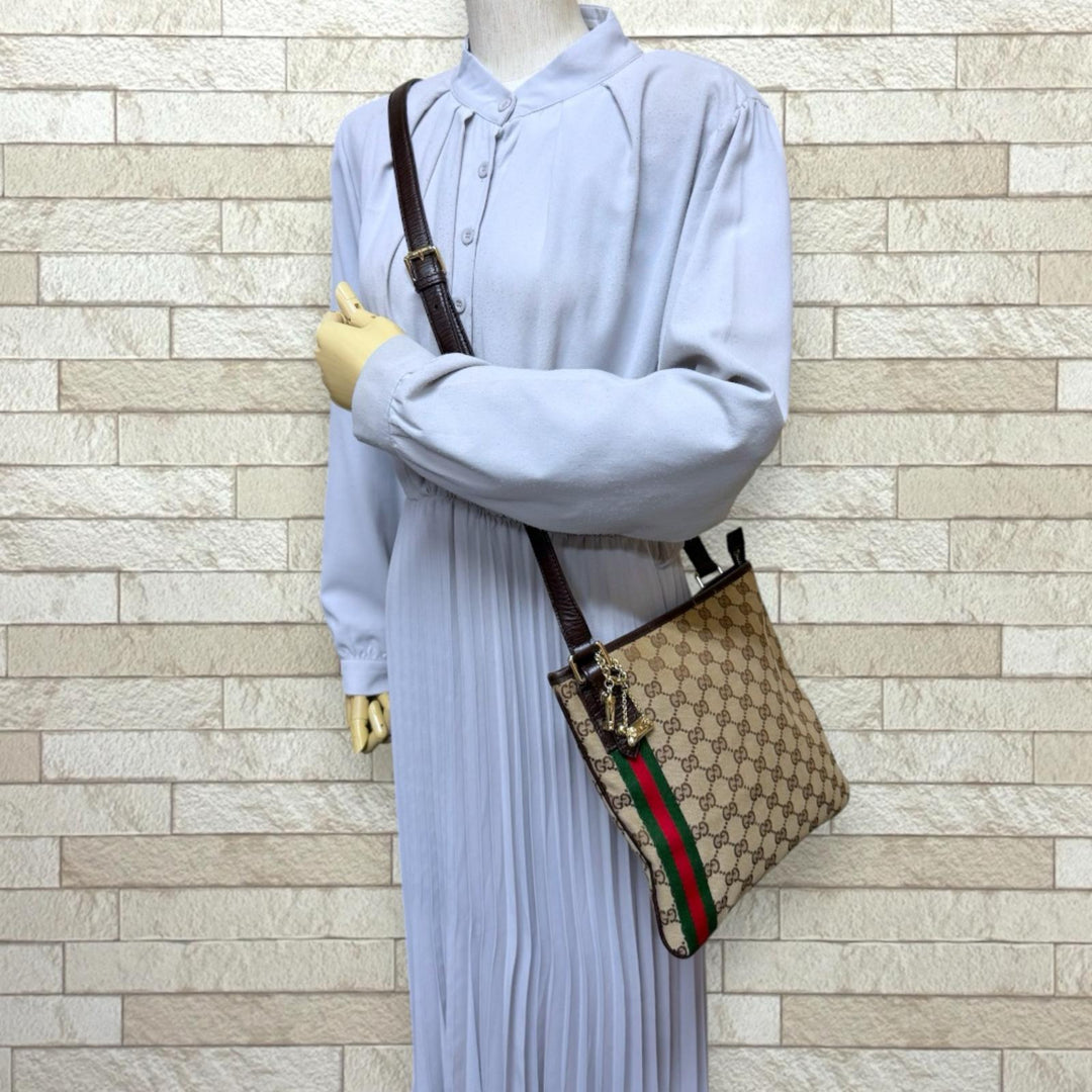 GUCCI グッチ シェリー ショルダーバッグ GGキャンバス ブラウン