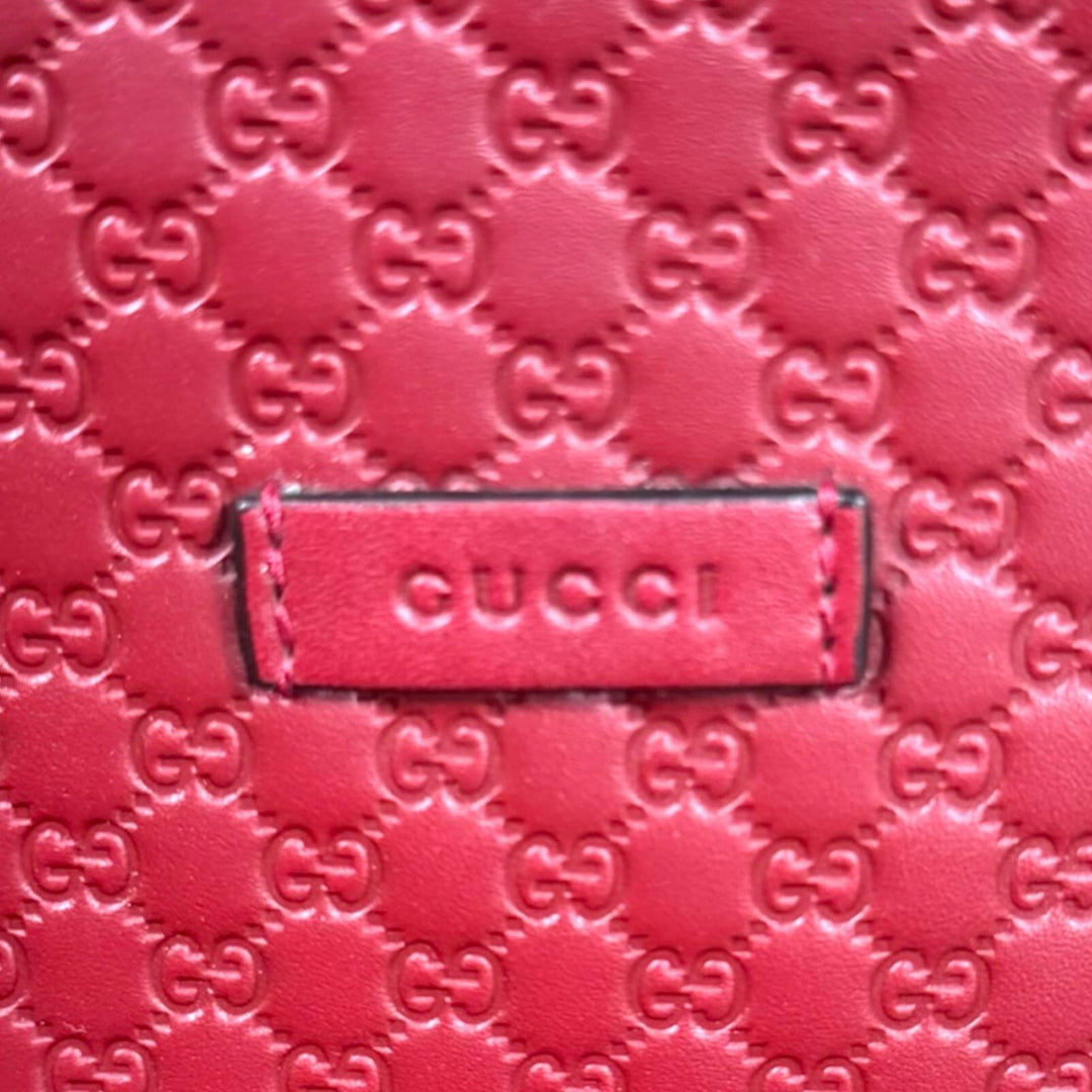 GUCCI グッチ マイクログッチシマ ショルダーバッグ レザー レッド