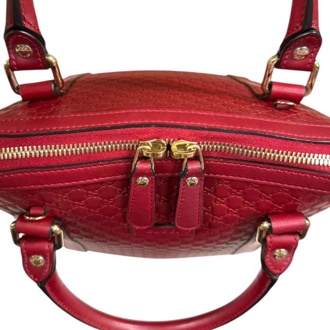 GUCCI グッチ マイクログッチシマ ショルダーバッグ レザー レッド