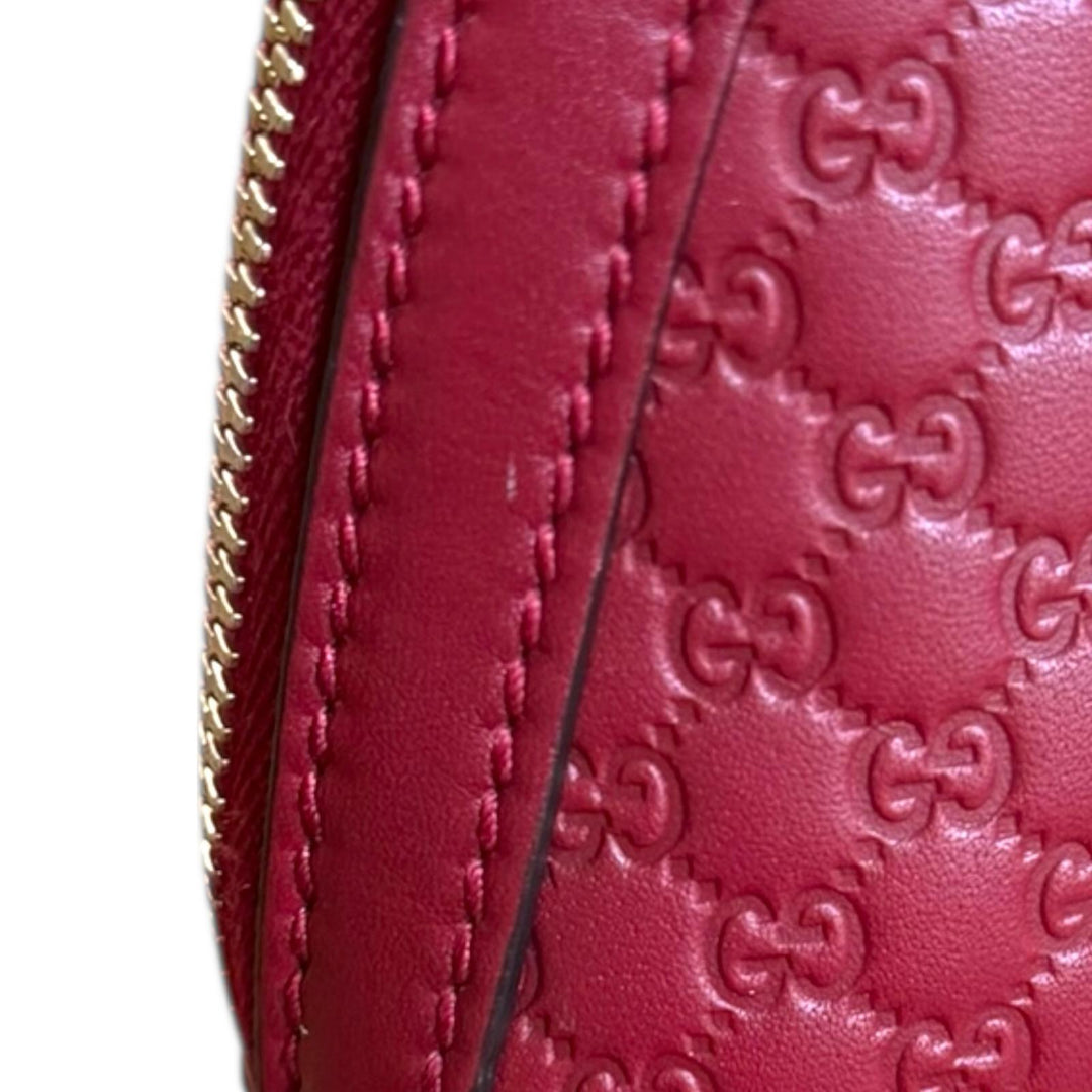 GUCCI グッチ マイクログッチシマ ショルダーバッグ レザー レッド