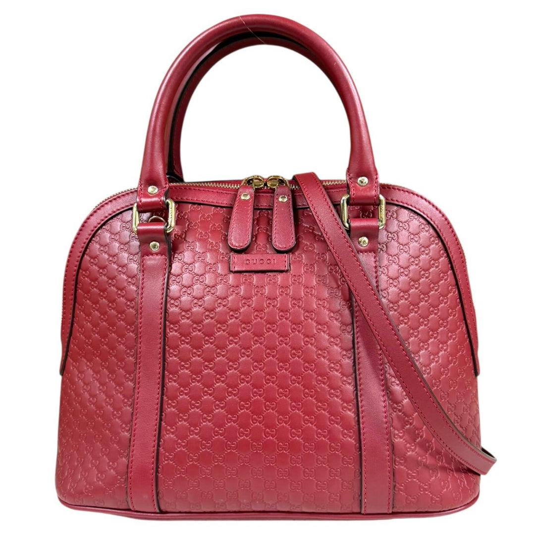 GUCCI グッチ マイクログッチシマ ショルダーバッグ レザー レッド