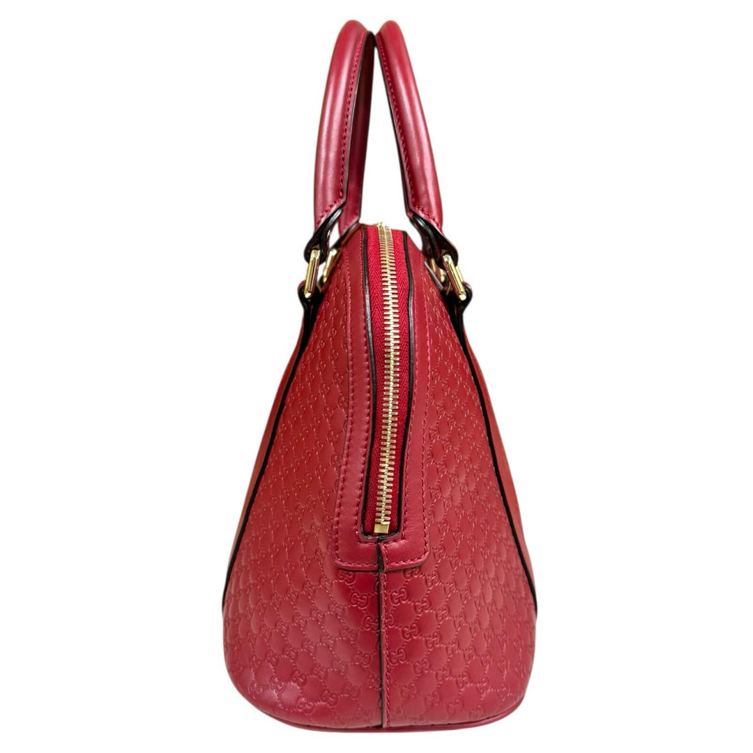 GUCCI グッチ マイクログッチシマ ショルダーバッグ レザー レッド