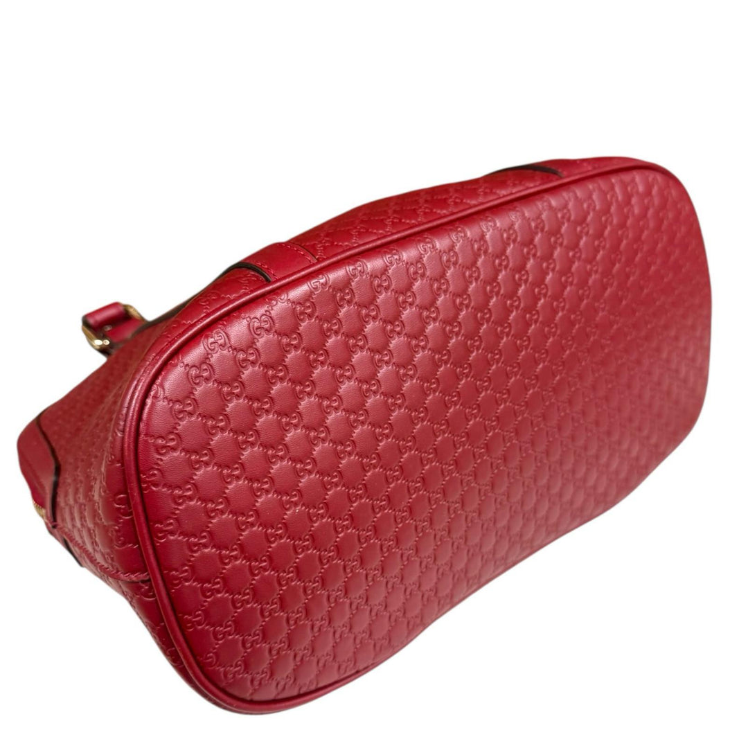 GUCCI グッチ マイクログッチシマ ショルダーバッグ レザー レッド