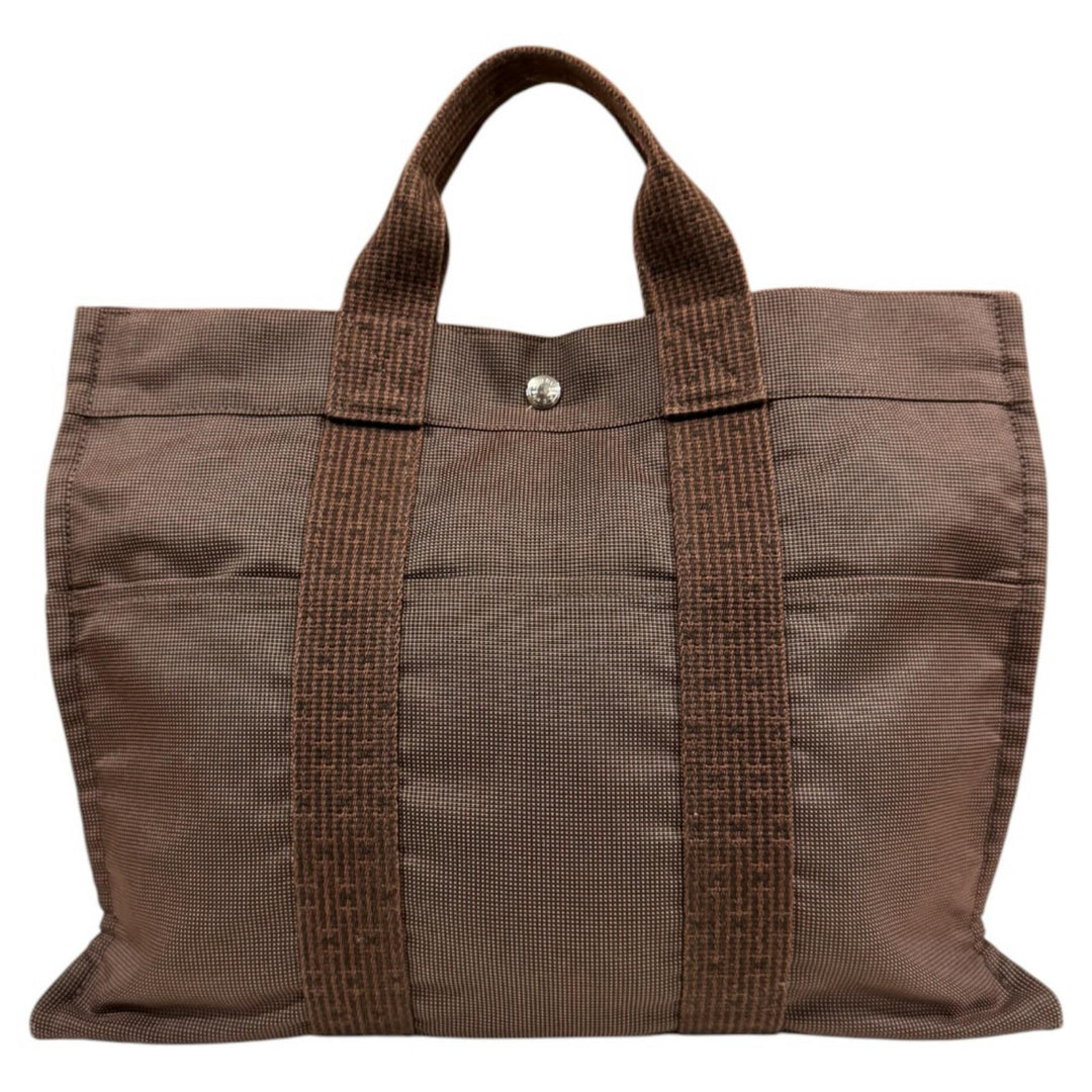 HERMES Hermes Tote MM Yale Line Tote Bag Canvas Brown Ladies Used