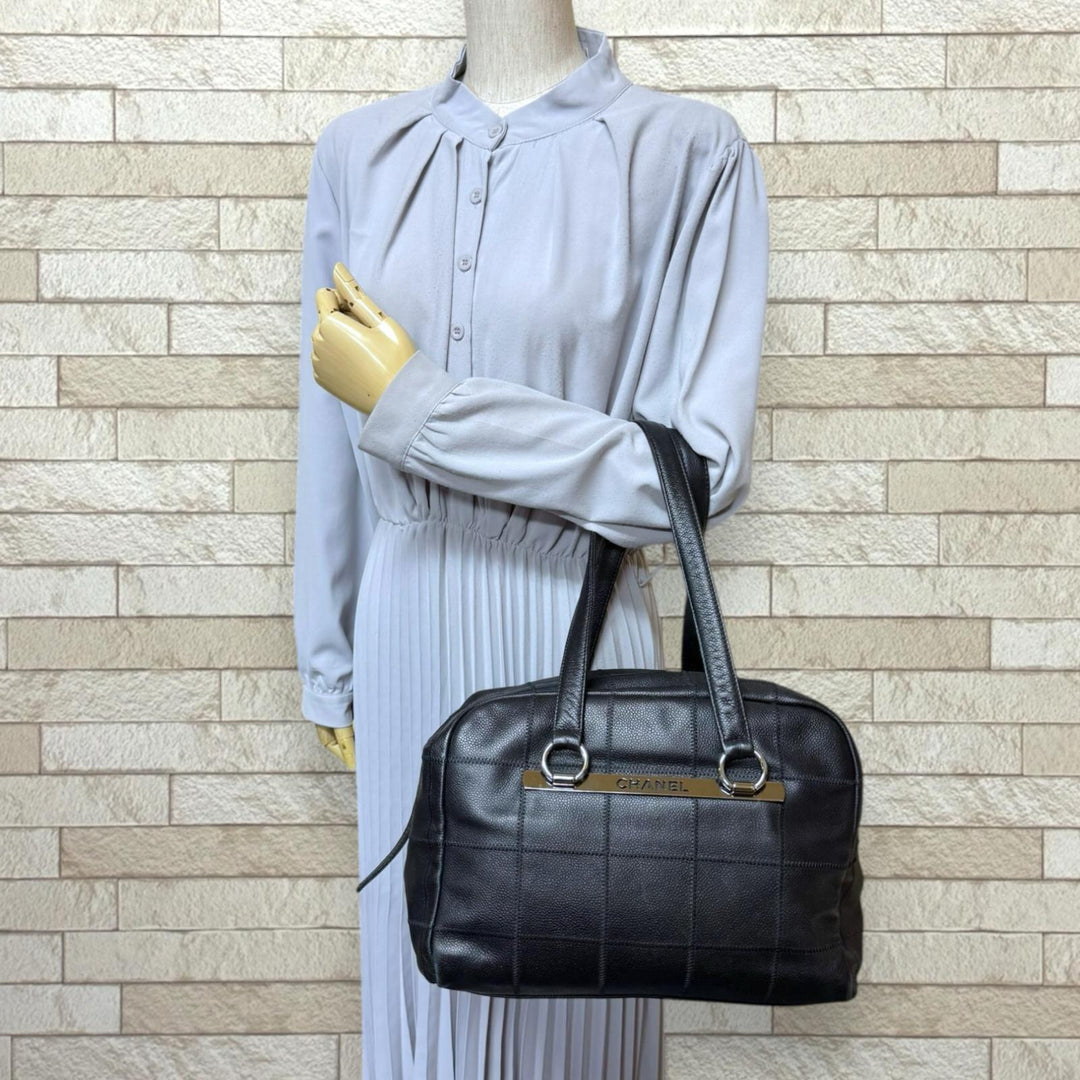 CHANEL シャネル ミニボストンバッグ チョコバー ハンドバッグ レザー