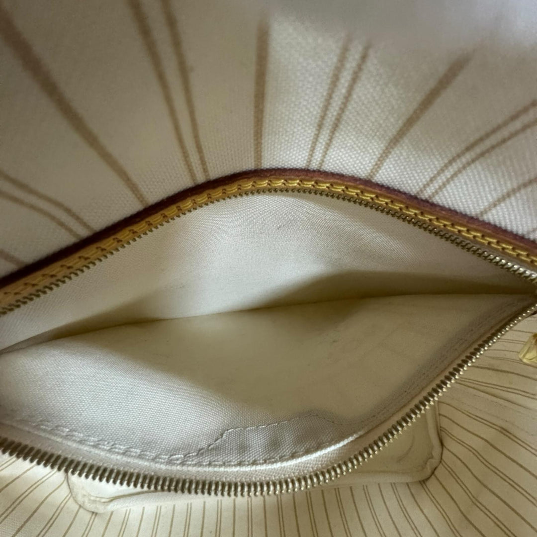 美品 ルイヴィトン PVC ウエストバッグ ダミエ アズール ファスナー 白 LOUIS VUITTON ルイヴィトン ネヴァーフルMM ダミエアズール トート