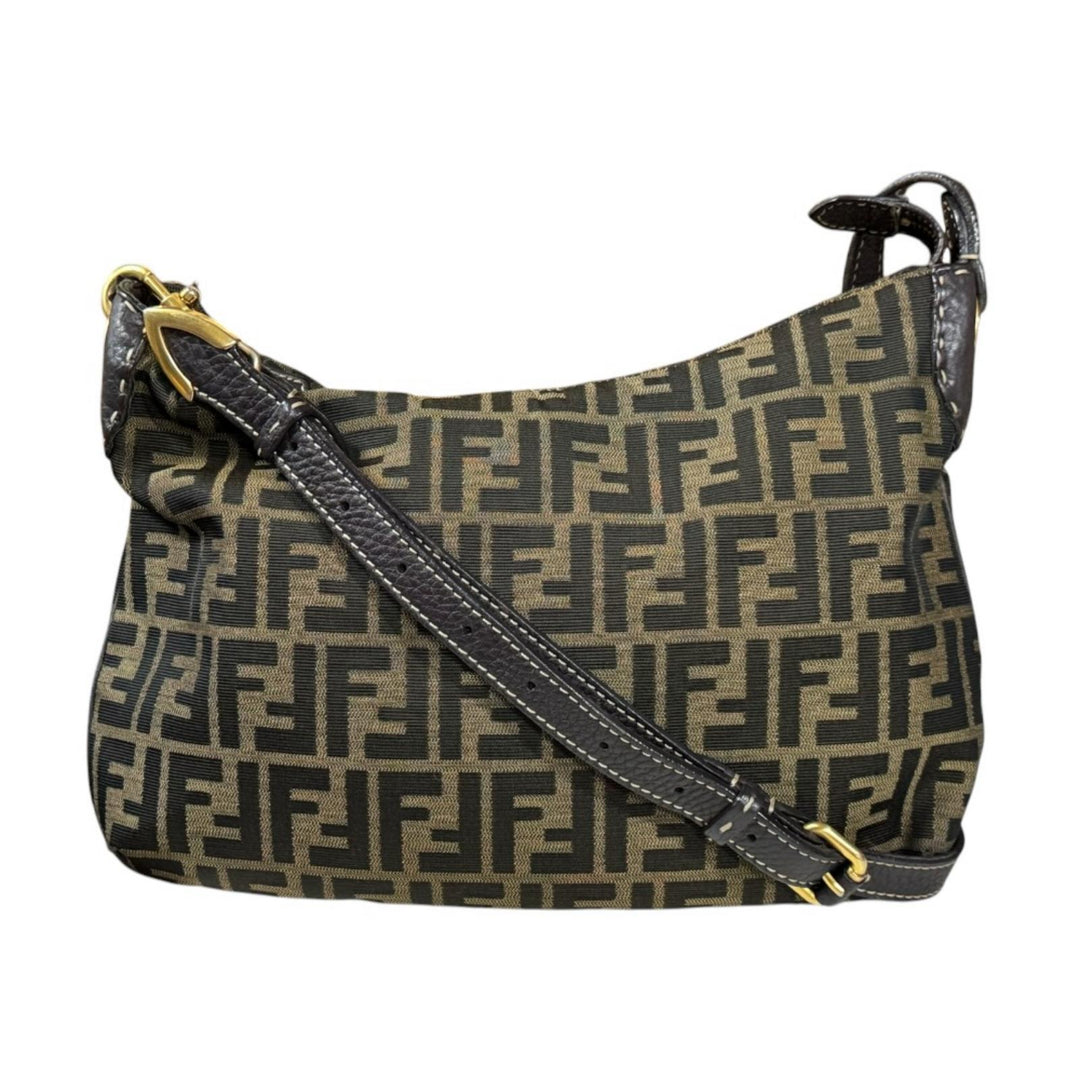 FENDI フェンディ ズッカ ショルダーバッグ キャンバス ブラウン