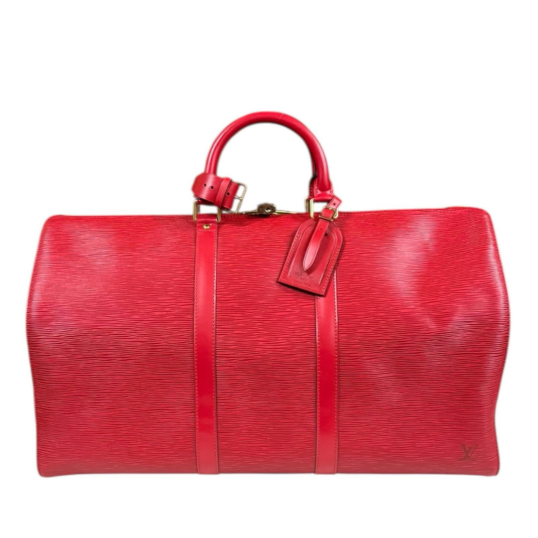 LOUIS VUITTON Keepall 50 Epi Handbag Epi Leather Red Ladies Used