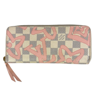 ルイ・ヴィトン 中古 LV 財布 ピンク ダミエ （チェック柄） LOUIS VUITTON ルイヴィトン ポルトフォイユクレマンス ダミエアズール