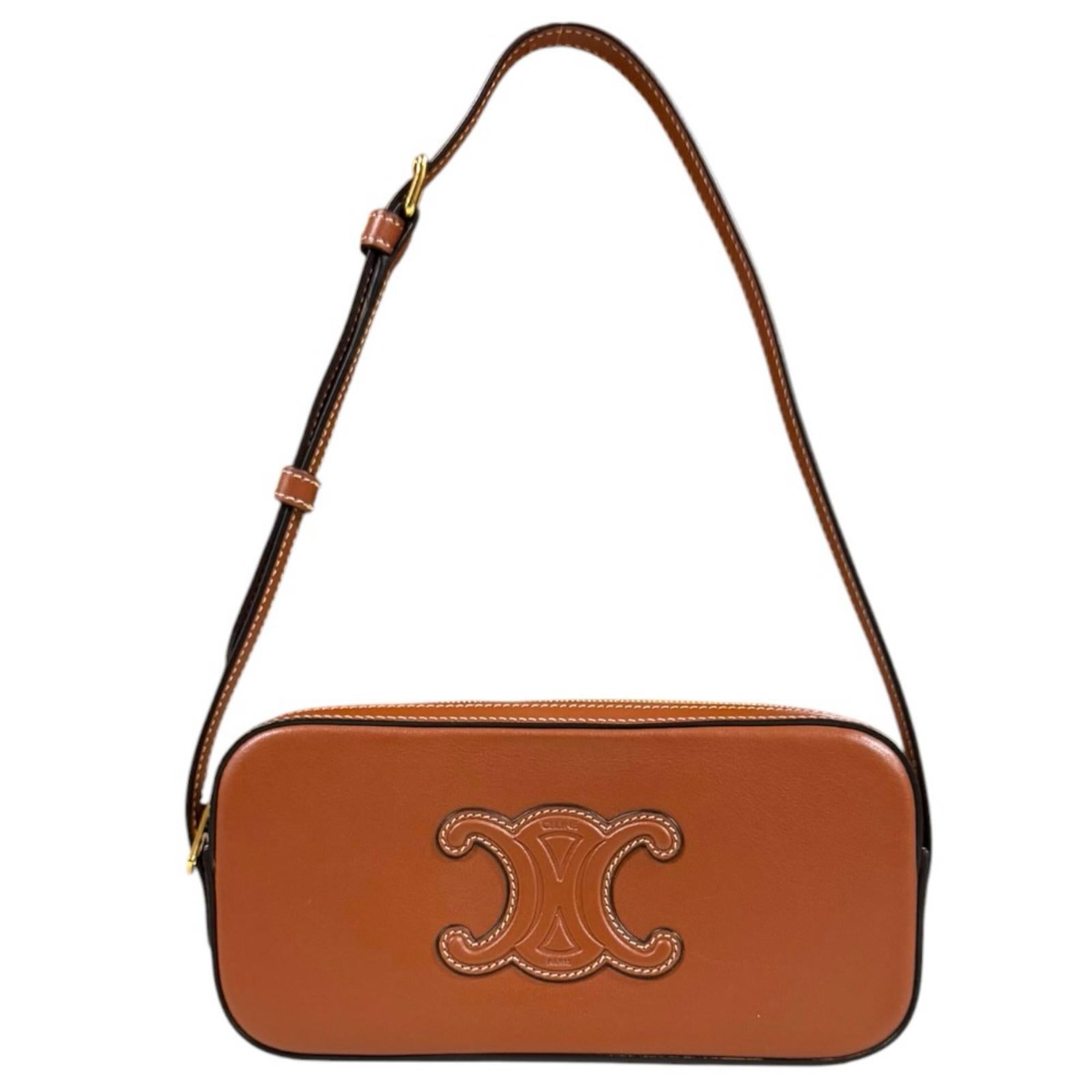 CELINE ブラウン ミニハンドバッグ♥ CELINE Mini Camera Bag Triomphe Shoulder Bag Brown Ladies Used