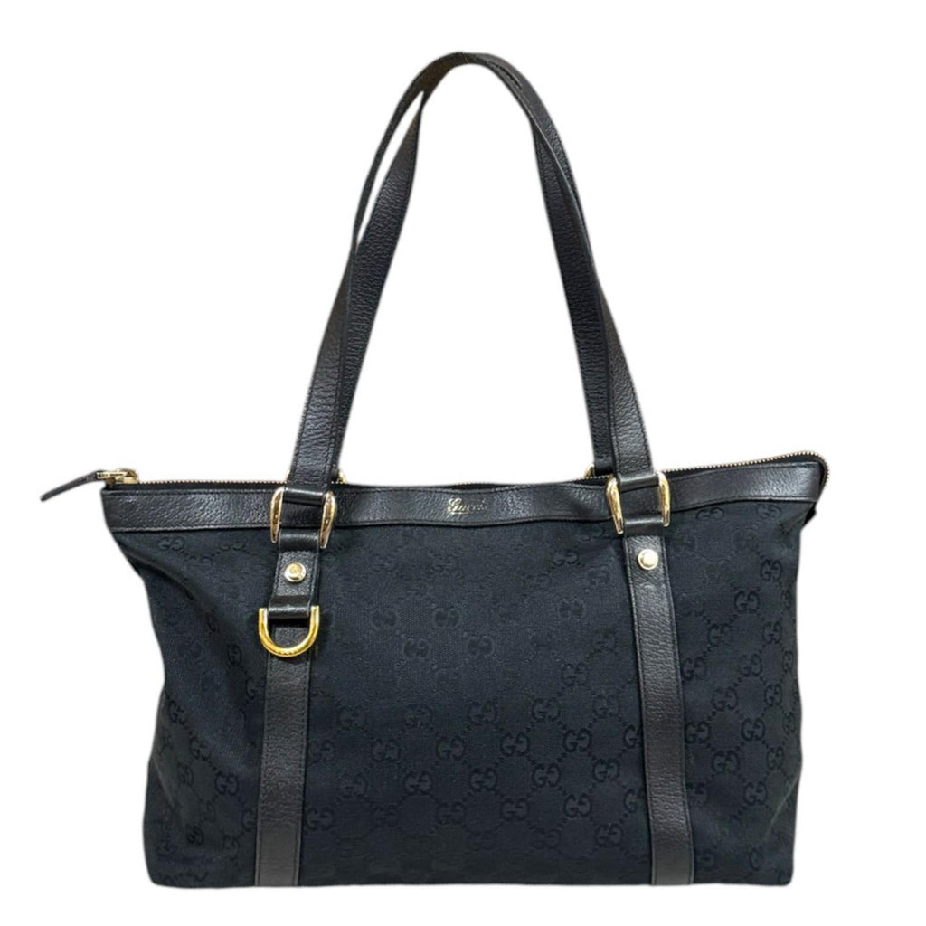 美品 グッチ アビー トートバッグ GGキャンバス D金具 ブラック A4可能 GUCCI グッチ アビー トートバッグ GGキャンバス ブラック レディース