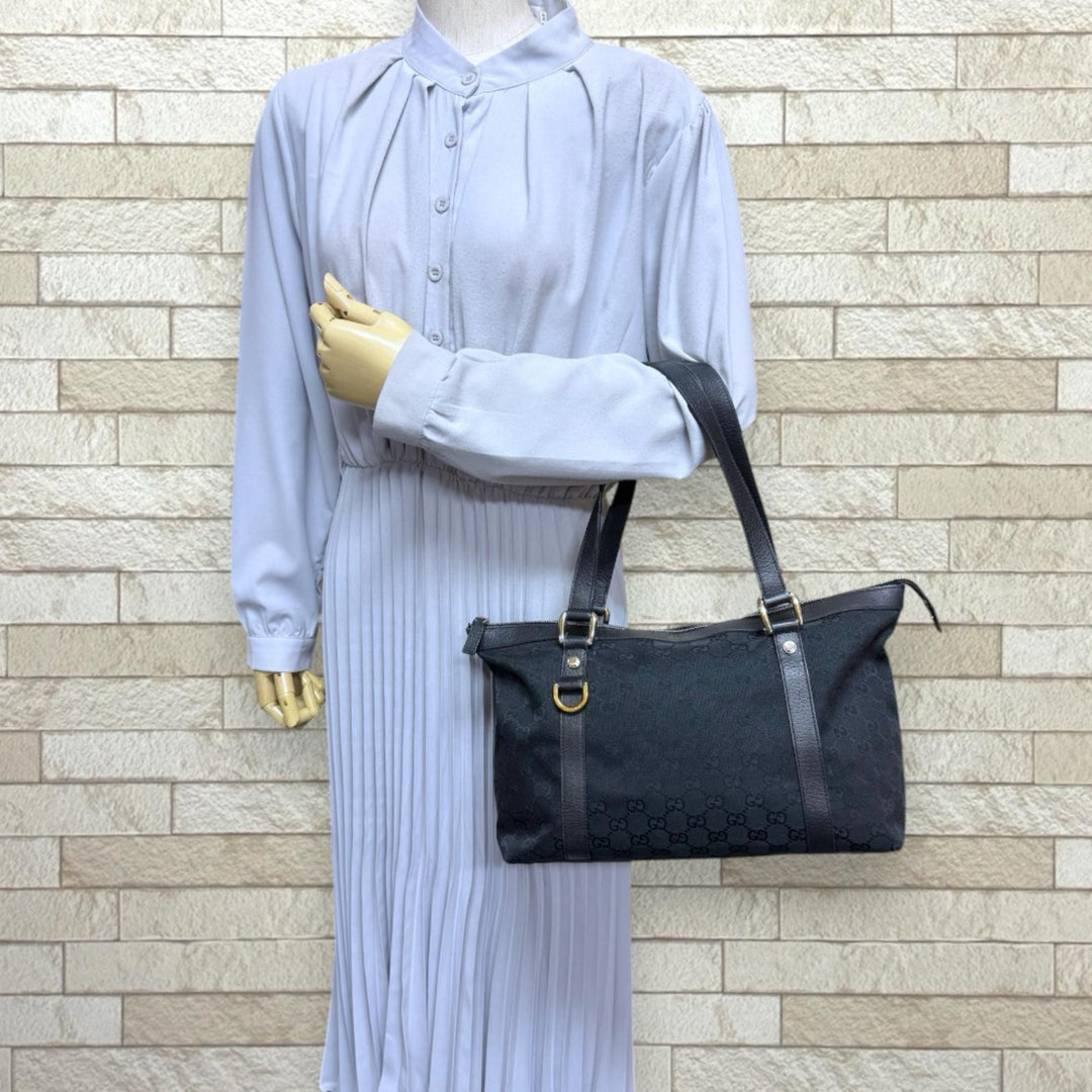 GUCCI グッチ アビー トートバッグ GGキャンバス ブラック レディース