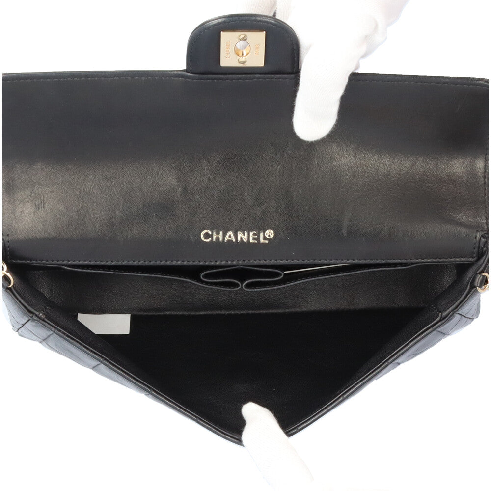 CHANEL シャネル チョコバー ショルダーバッグ ラムスキン ブラック