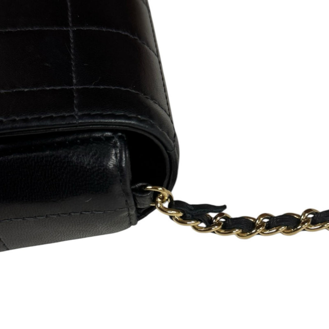 CHANEL シャネル チョコバー ショルダーバッグ ラムスキン ブラック