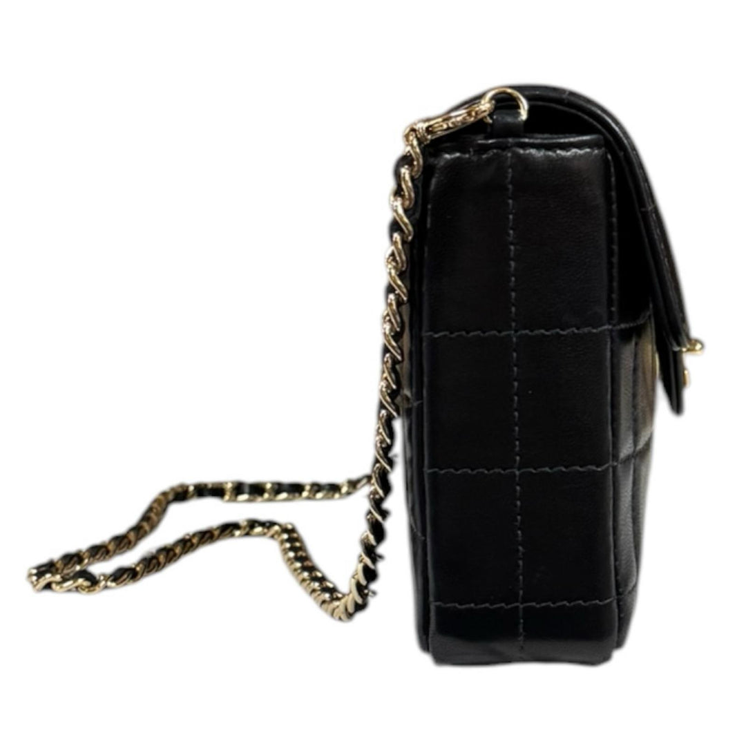 CHANEL シャネル チョコバー ショルダーバッグ ラムスキン ブラック