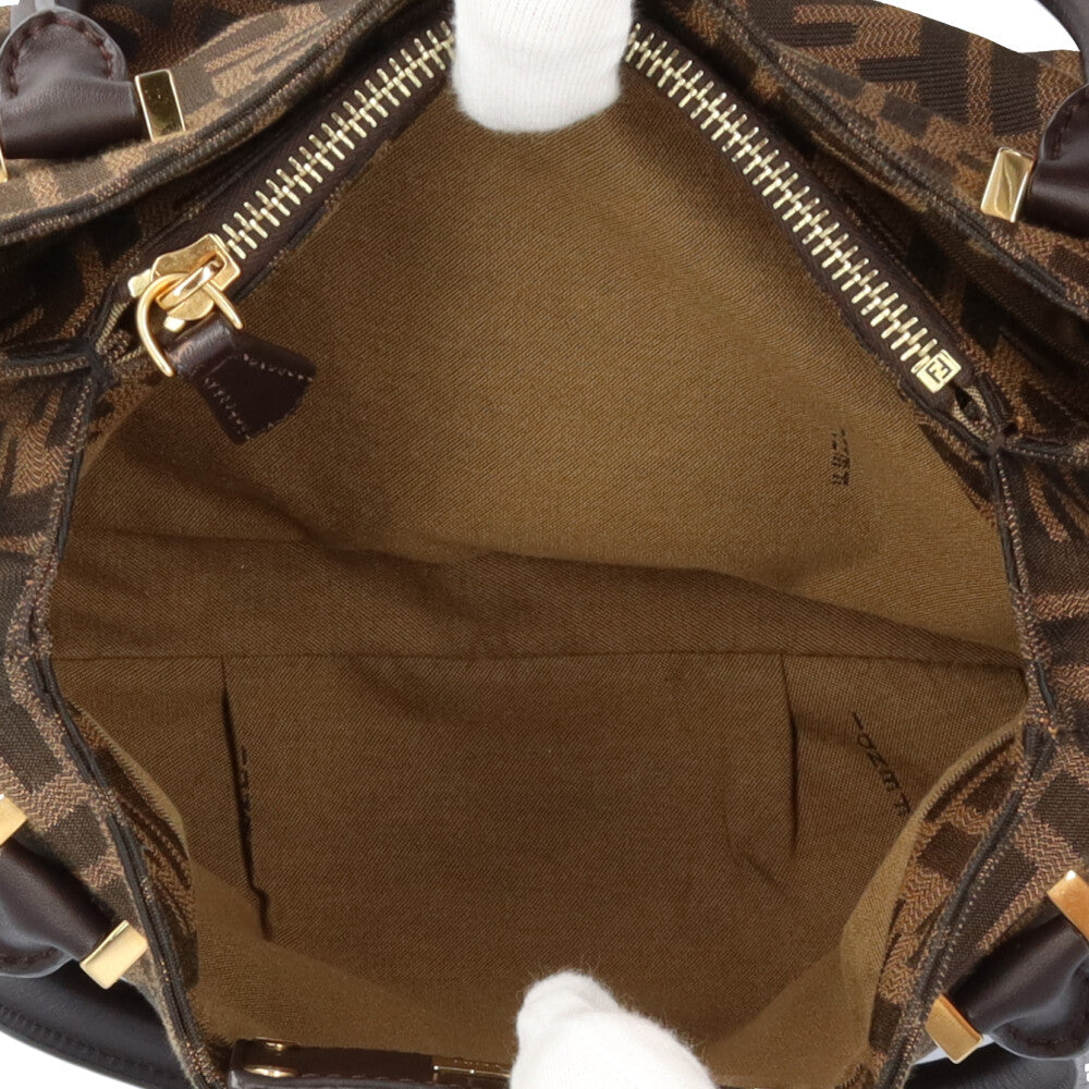FENDI フェンディ ミア ズッカ ハンドバッグ キャンバス ブラウン