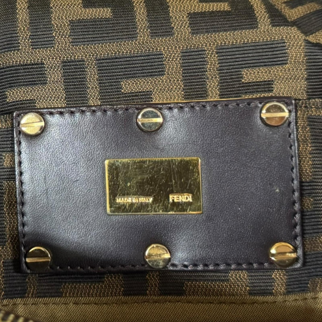 FENDI フェンディ ミア ズッカ ハンドバッグ キャンバス ブラウン