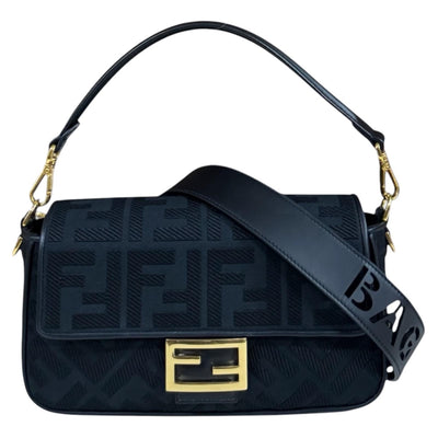 FENDI フェンディ バゲット ショルダーバッグ キャンバス ブラック