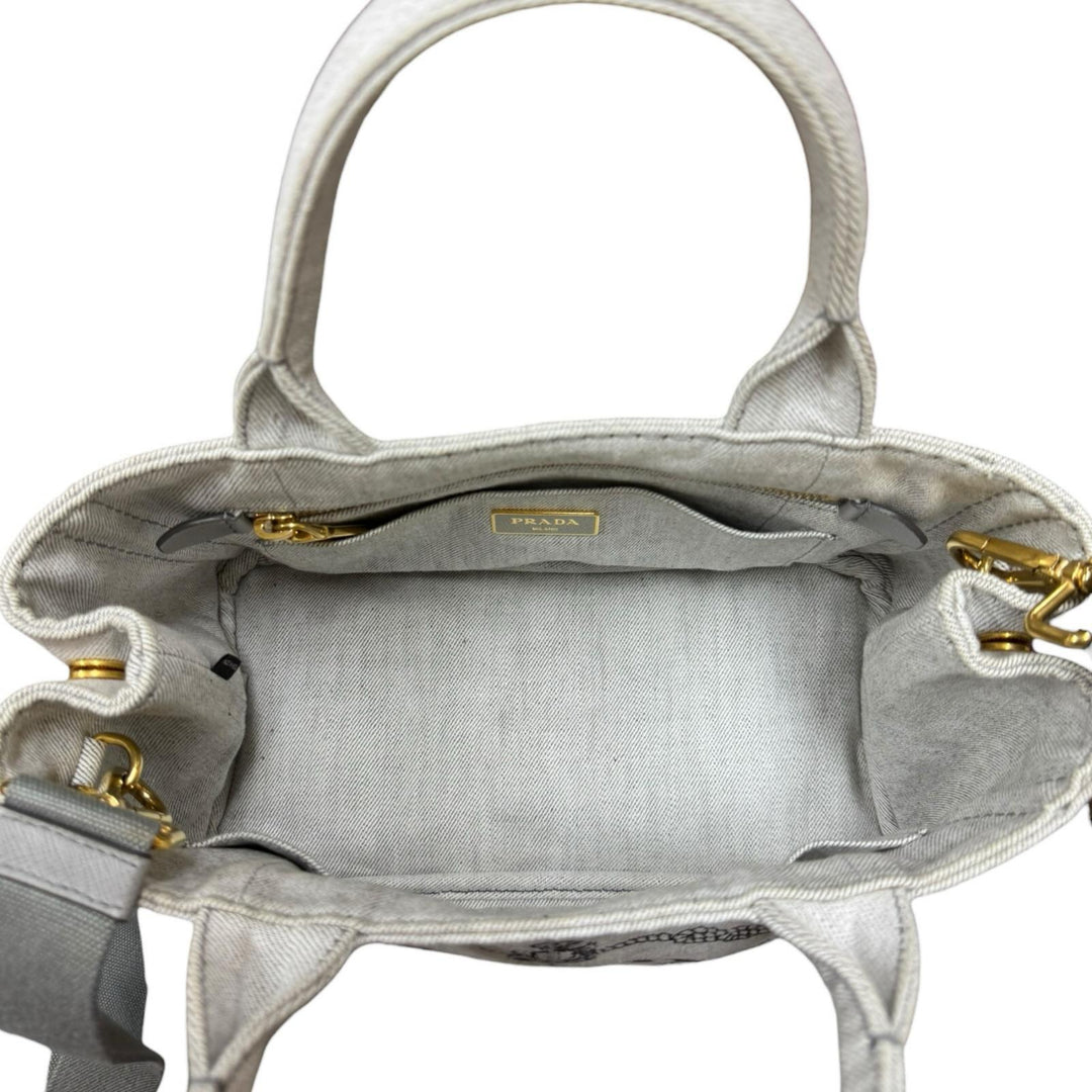 PRADA プラダ カナパトートSS ショルダーバッグ キャンバス グレー