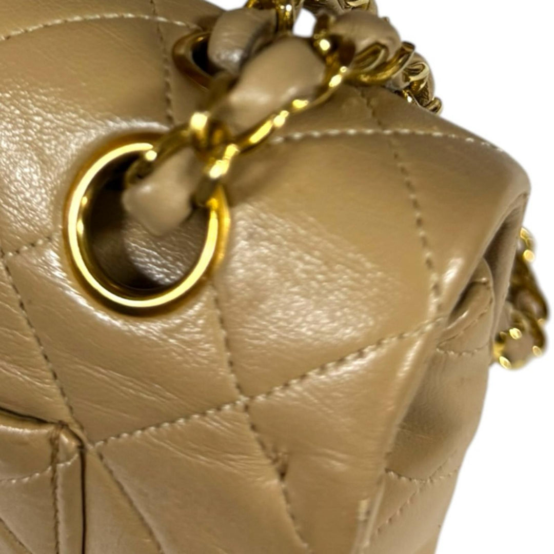 CHANEL シャネル マトラッセ ショルダーバッグ レザー ベージュ