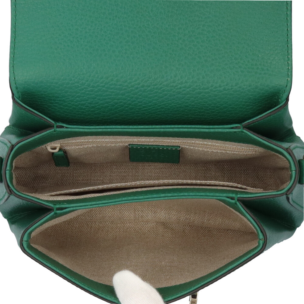 GUCCI グッチ インターロッキングG ショルダーバッグ レザー グリーン