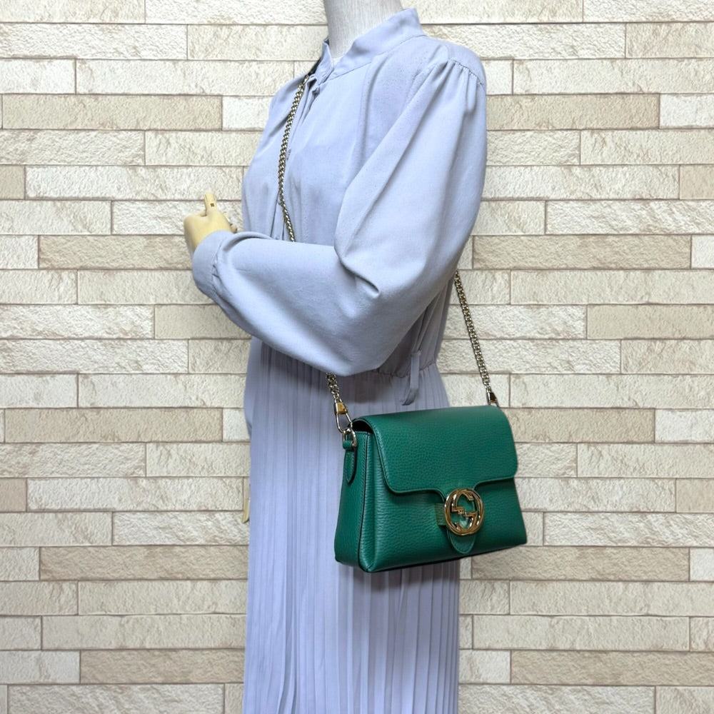 GUCCI グッチ インターロッキングG ライトグリーン ミュール GUCCI グッチ インターロッキングG ショルダーバッグ レザー グリーン