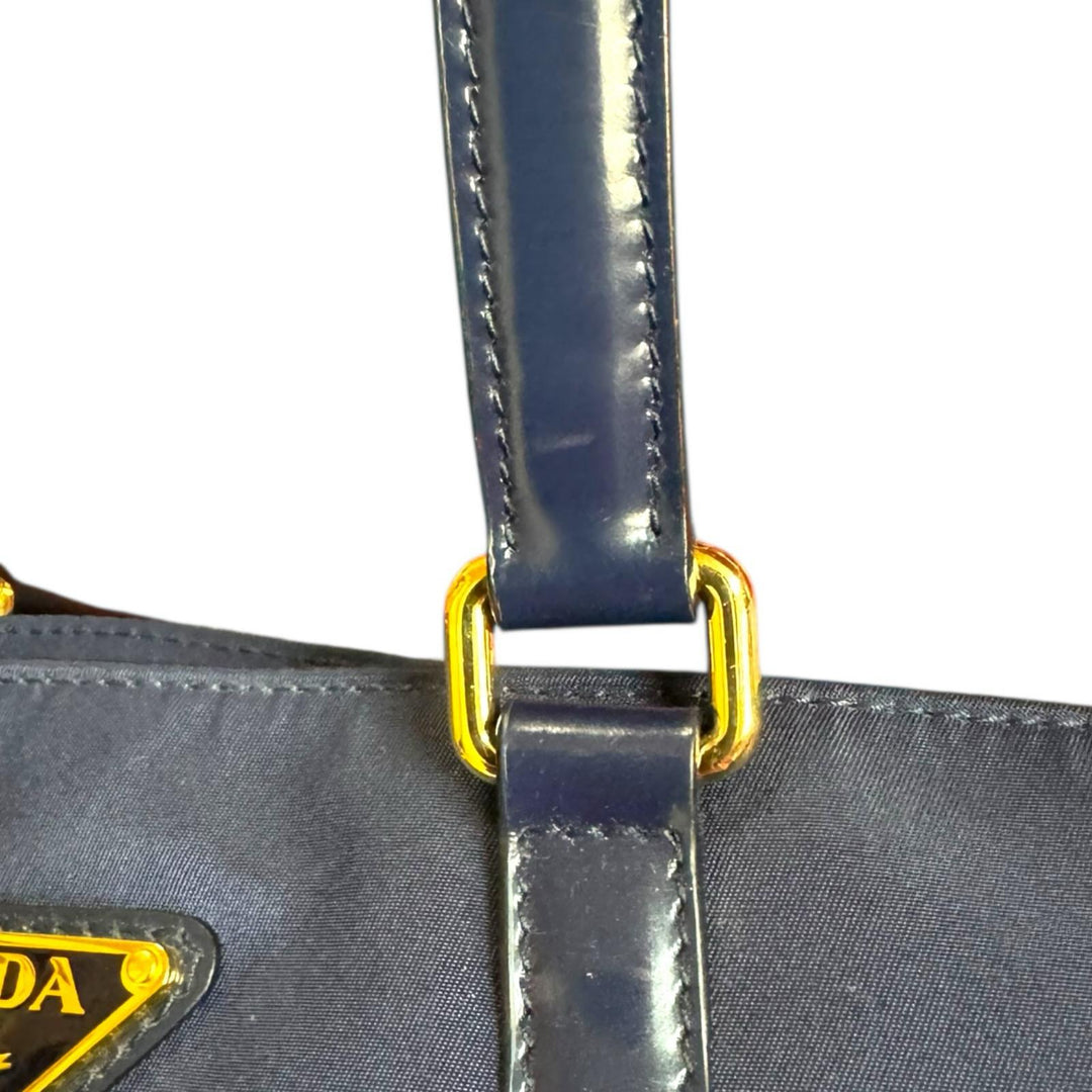 PRADA プラダ トートバッグ ナイロン ネイビー レディース 中古