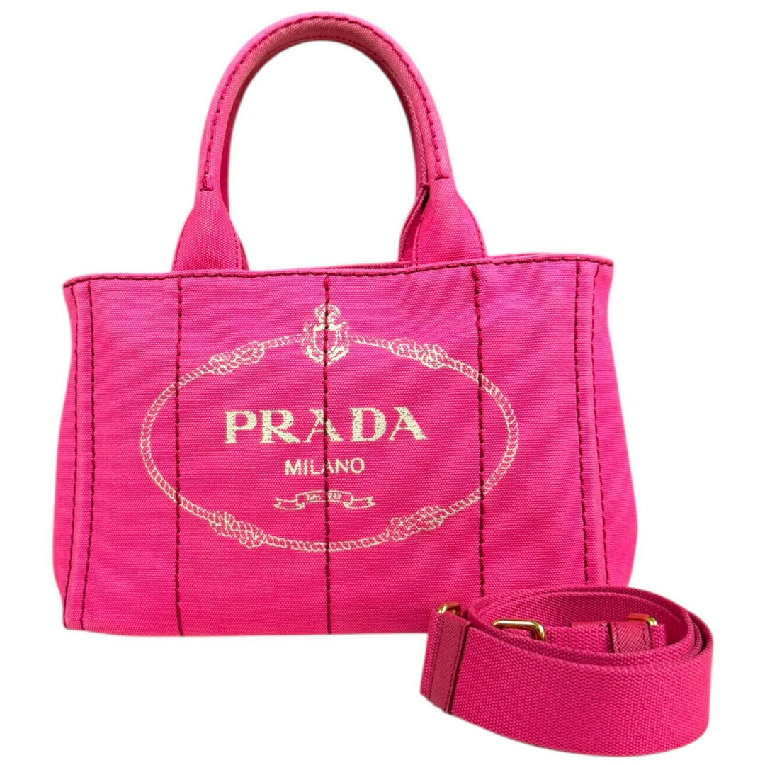 PRADA プラダ カナパトートSS ショルダーバッグ キャンバス ピンク