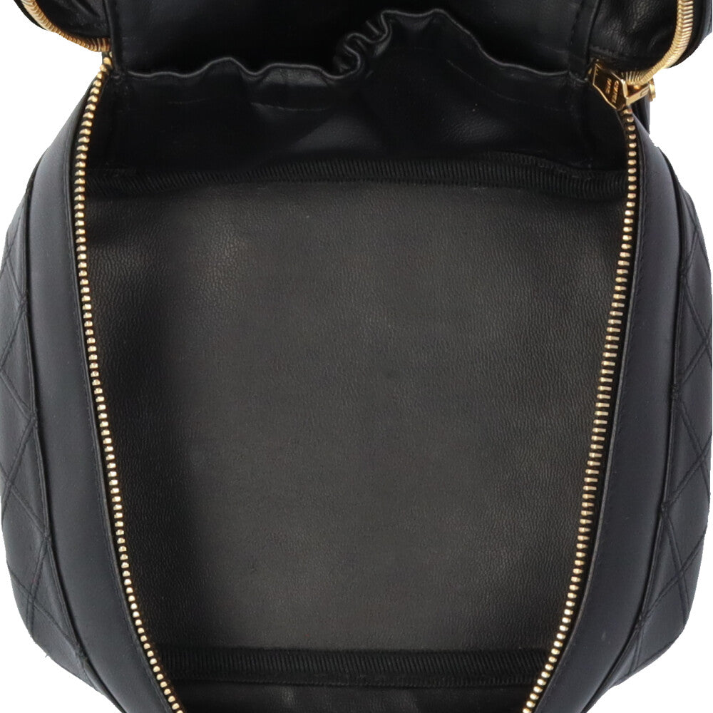 CHANEL ブラックレザー　バニティ CHANEL シャネル ハンドバッグ ブラック ココマーク レザー バニティ