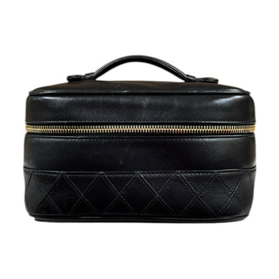 CHANEL ブラックレザー　バニティ CHANEL シャネル ハンドバッグ ブラック ココマーク レザー バニティ