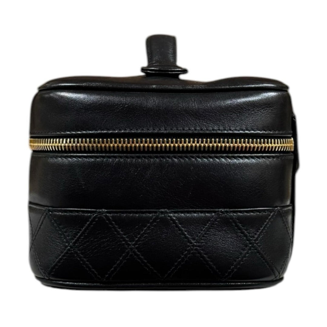 美品☆CHANEL バニティバッグ　オールレザー　ブラック　ヴィンテージ CHANEL シャネル ピコローレ バニティバッグ ハンドバッグ レザー