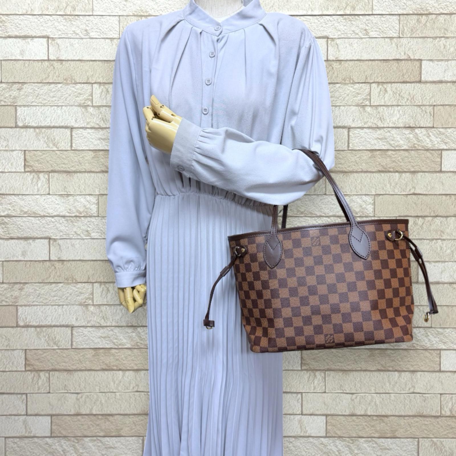 路易威登 Neverfull PM Damier 手提包 Damier 帆布棕色女式二手货