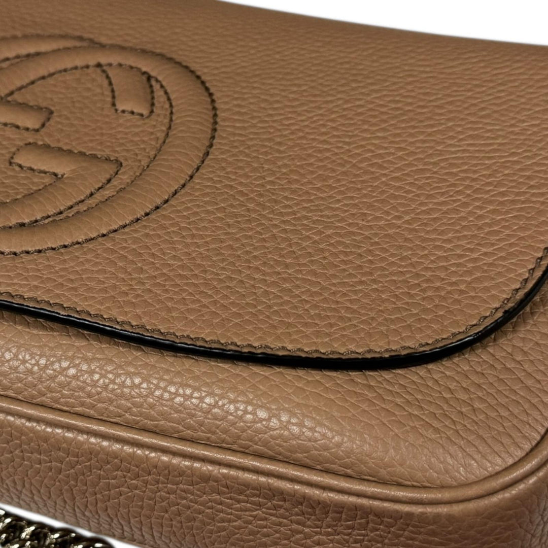 GUCCI グッチ ソーホー ショルダーバッグ レザー ベージュ レディース