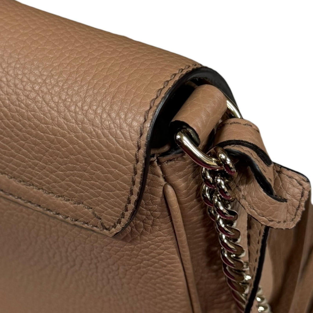 GUCCI グッチ ソーホー ショルダーバッグ レザー ベージュ レディース