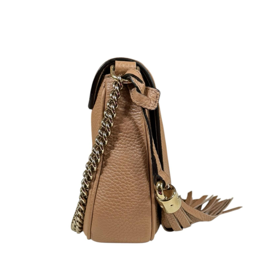 GUCCI グッチ ソーホー ショルダーバッグ レザー ベージュ レディース
