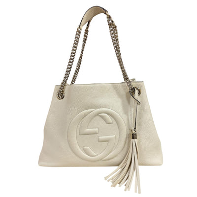 GUCCI ホワイト ショルダーバッグ　ソーホー GUCCI グッチ ソーホー ショルダーバッグ レザー ホワイト レディース