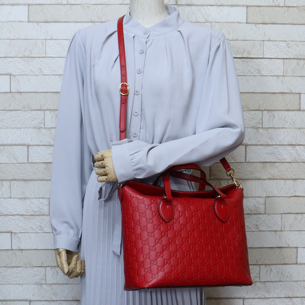 グッチ GUCCI グッチシマ ショルダーバッグ レザー レッド