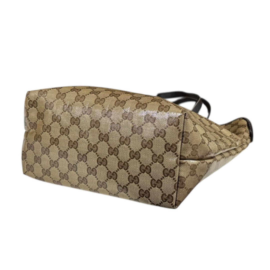 GUCCI グッチ GGクリスタル トートバッグ レザー ベージュ レディース